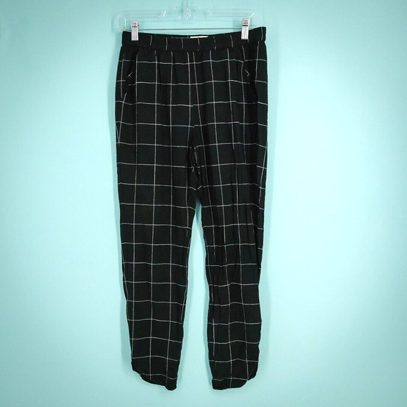 Marine Layer Size Small S Re-spun Allison Black Windowpane Plaid Print Pull On S - Picture 1 of 8